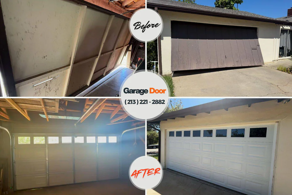Before and after: garage door repair Berry Hill, TN